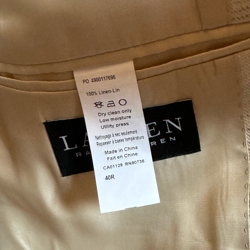 NWT Ralph Lauren Men's Classic-Fit Ultraflex Stretch
Linen Blazer Lassiter 40R - Picture 12 of 16